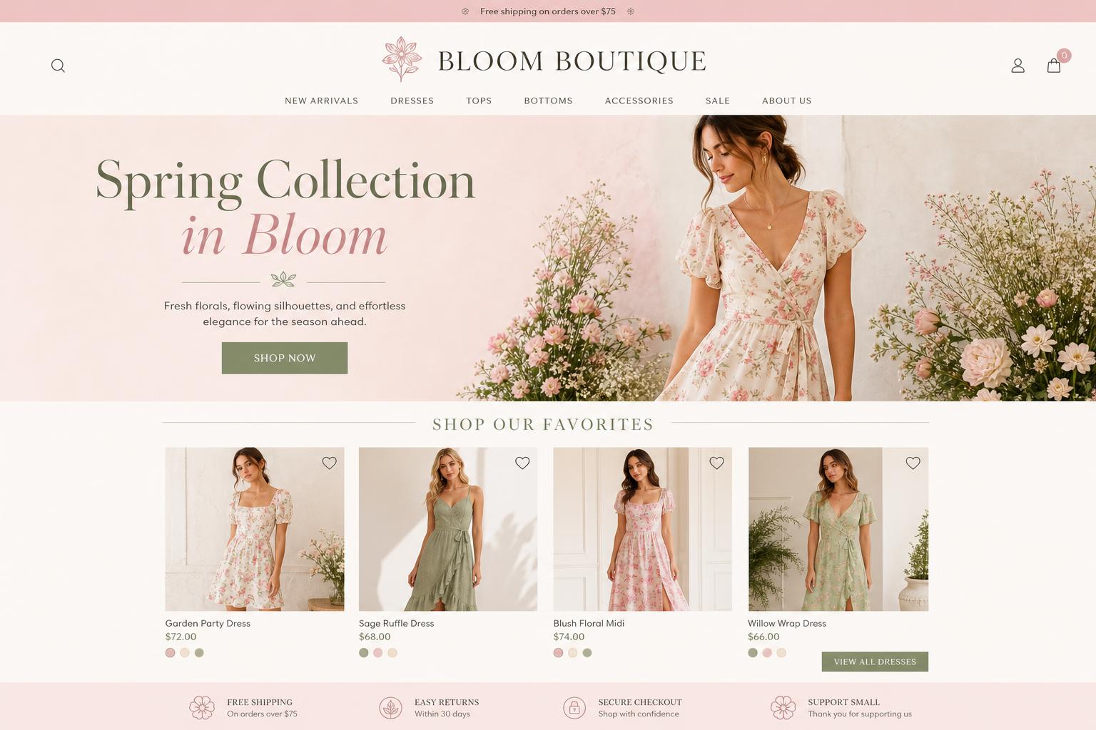 Bloom Boutique website preview